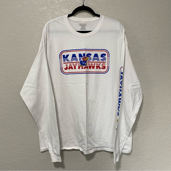 Hanes Other - Hanes Unisex 2XL White University of Kansas Jayhawks Spell Out Long Sleeve Shirt